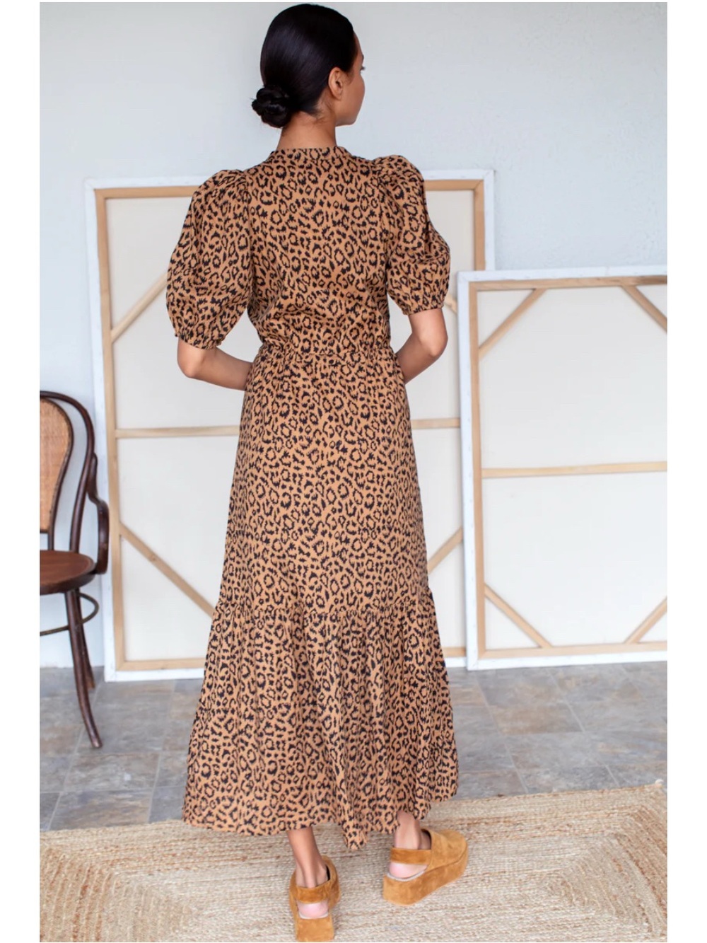Emerson Fry India Collection Lucy Dress Vintage Leopard Organic Cotton Sz Small - Picture 4 of 13